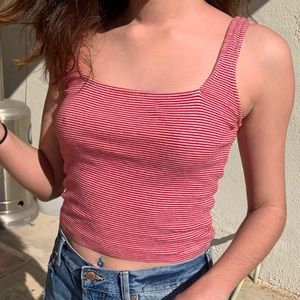 Red & White Stripped Crop Top